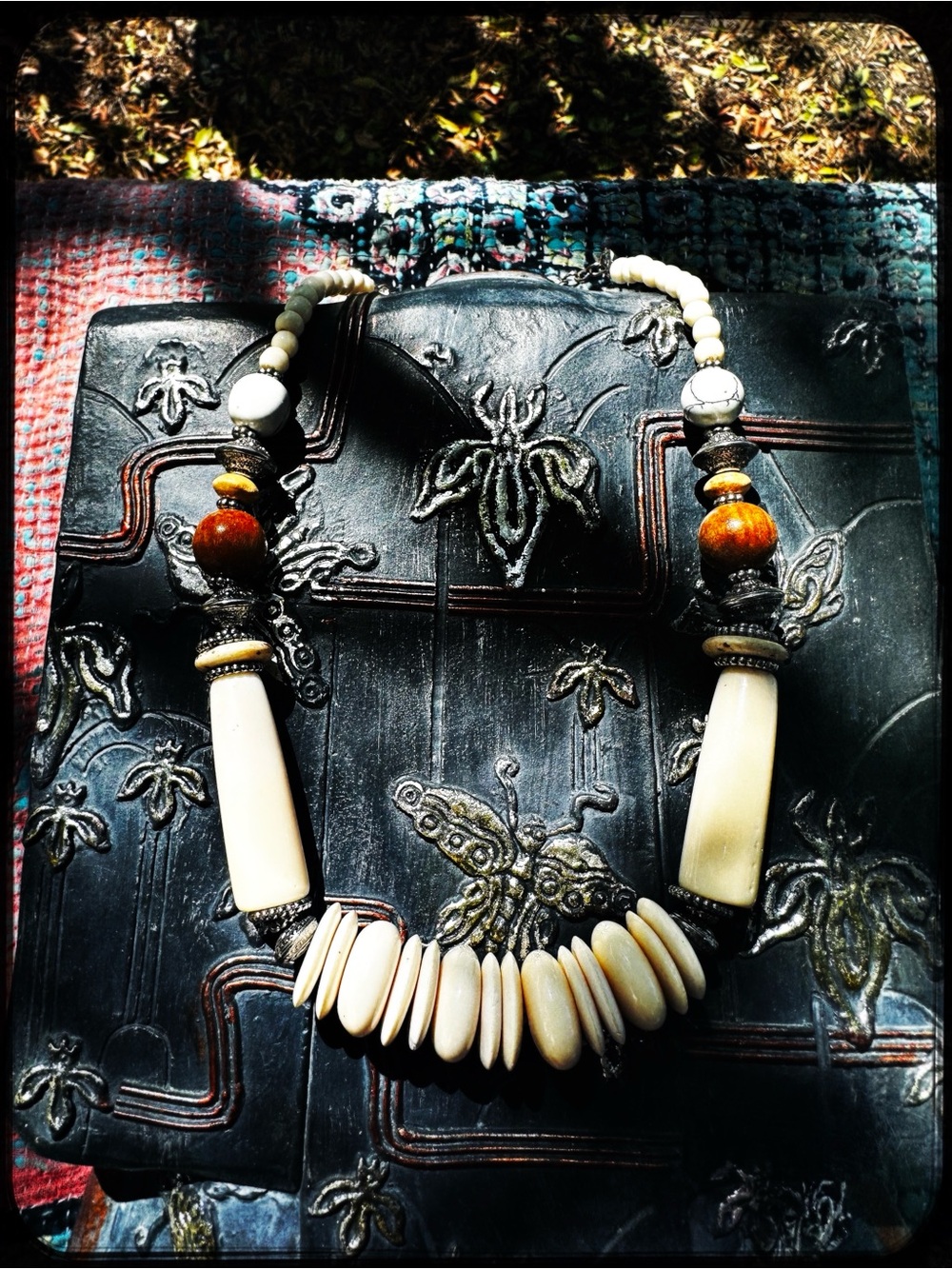 Ivory Bone, Chunky Statement Collar Necklace